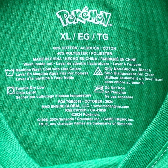 Pokemon, Pikachu, Green, St. Patrick's Day, Shamrock, T Shirt,‎ Youth, XL, NEW - Picture 4 of 5